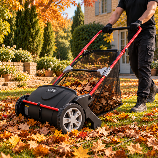 21-Inch Push Lawn Sweeper – Leaf & Grass Collector with 4 Spinning Brushes